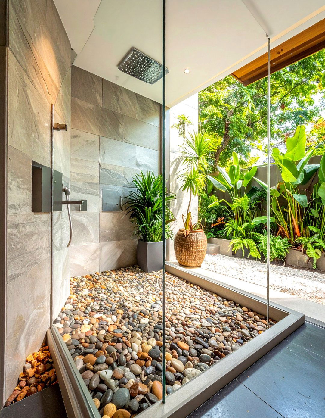 Pebble Shower Floor - 30 bathroom renovation ideas