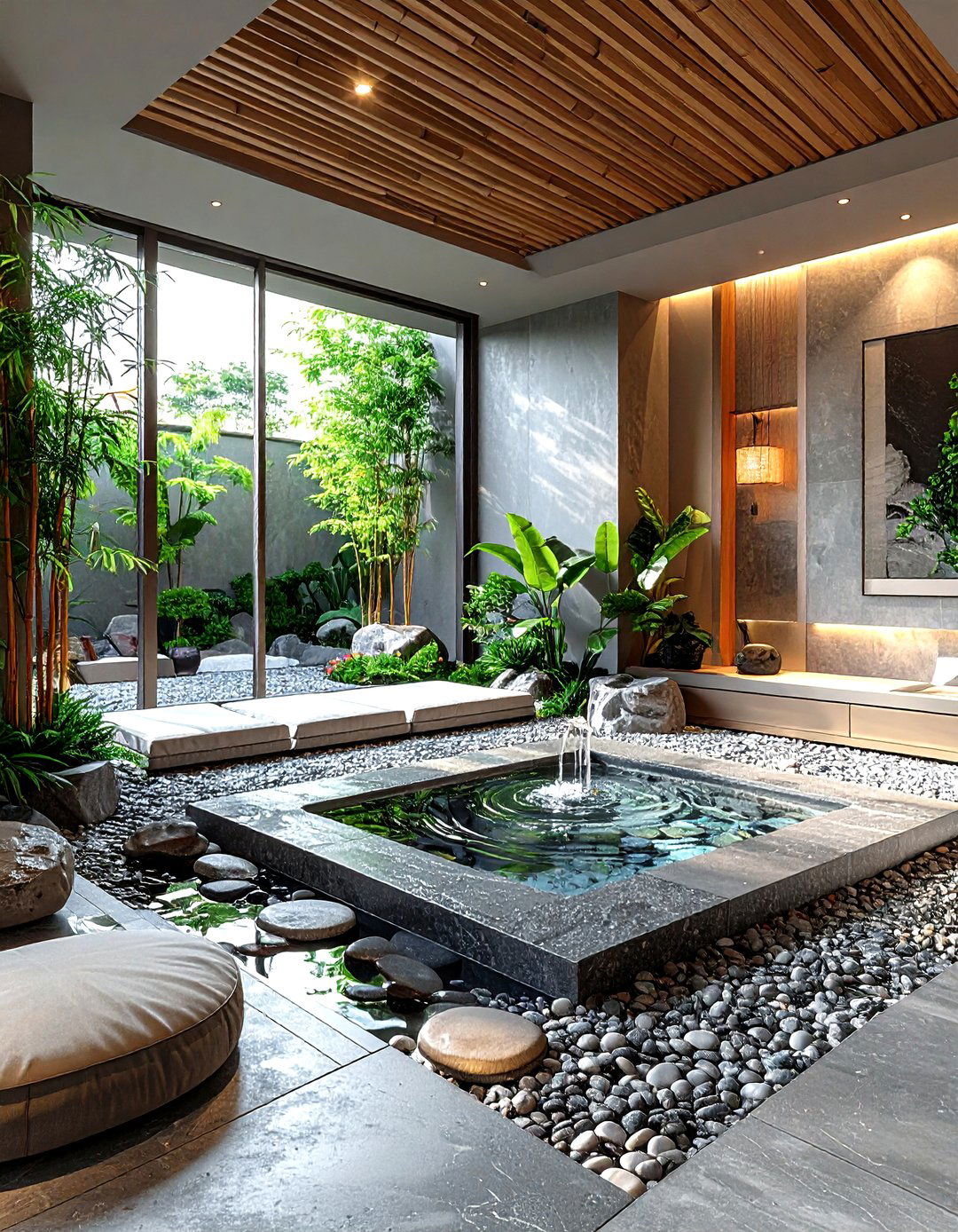 Pebble Stone Flooring - 30 living room floor design ideas