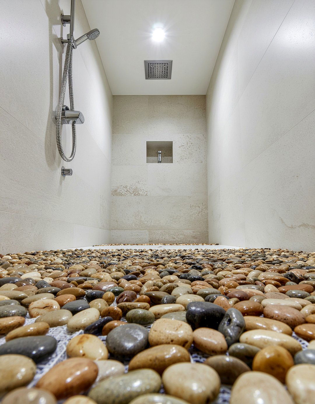 Pebble Stone Shower Floor - 30 mosaic tile bathroom ideas