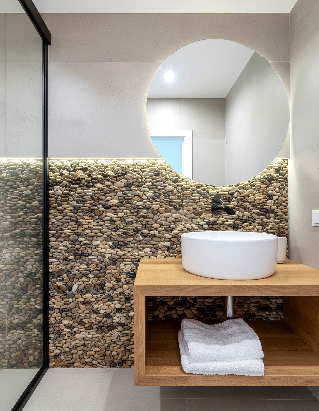 Pebble Tile Bathroom Wall - 30 river rock bathroom ideas