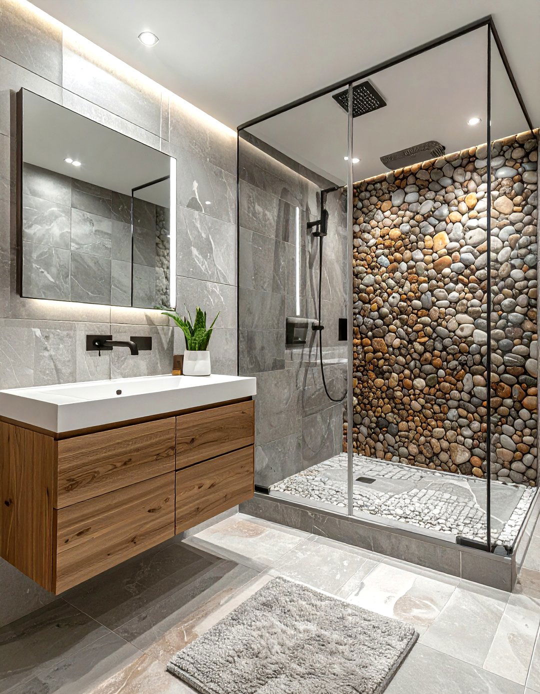 Pebble Tile Bathroom - 30 bathroom wall texture ideas