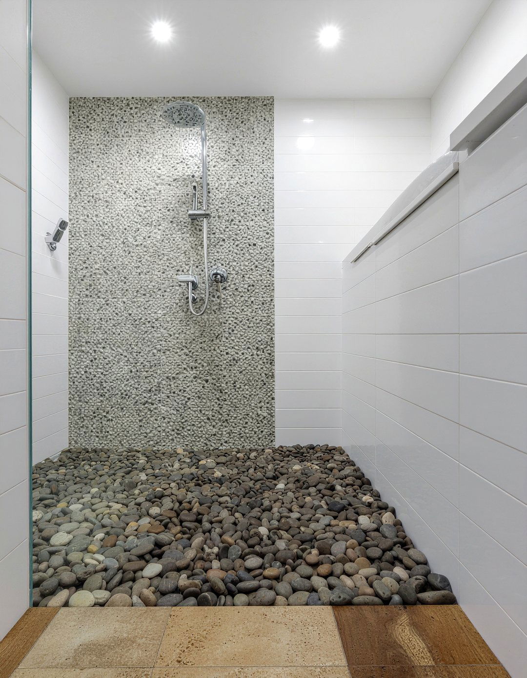 Pebble Tile Floor - 30 new build bathroom ideas