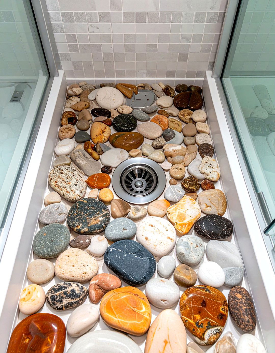 Pebble Tile Shower Floor - 30 rustic bathroom ideas