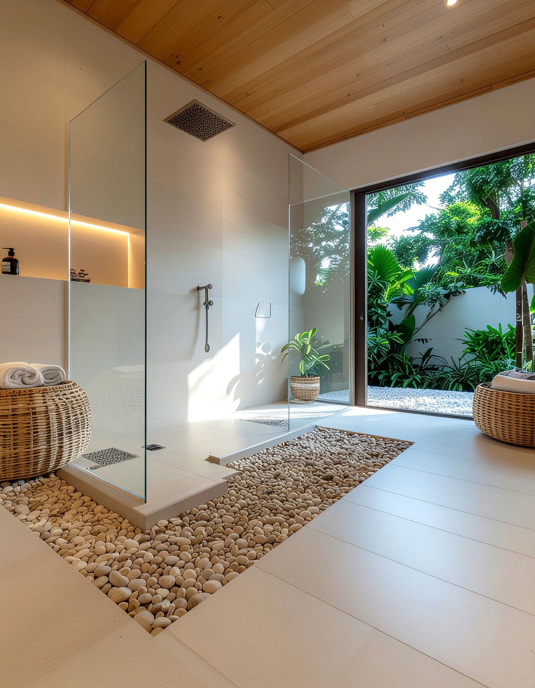 Pebble floor shower heat - 30 bathroom heated floor ideas