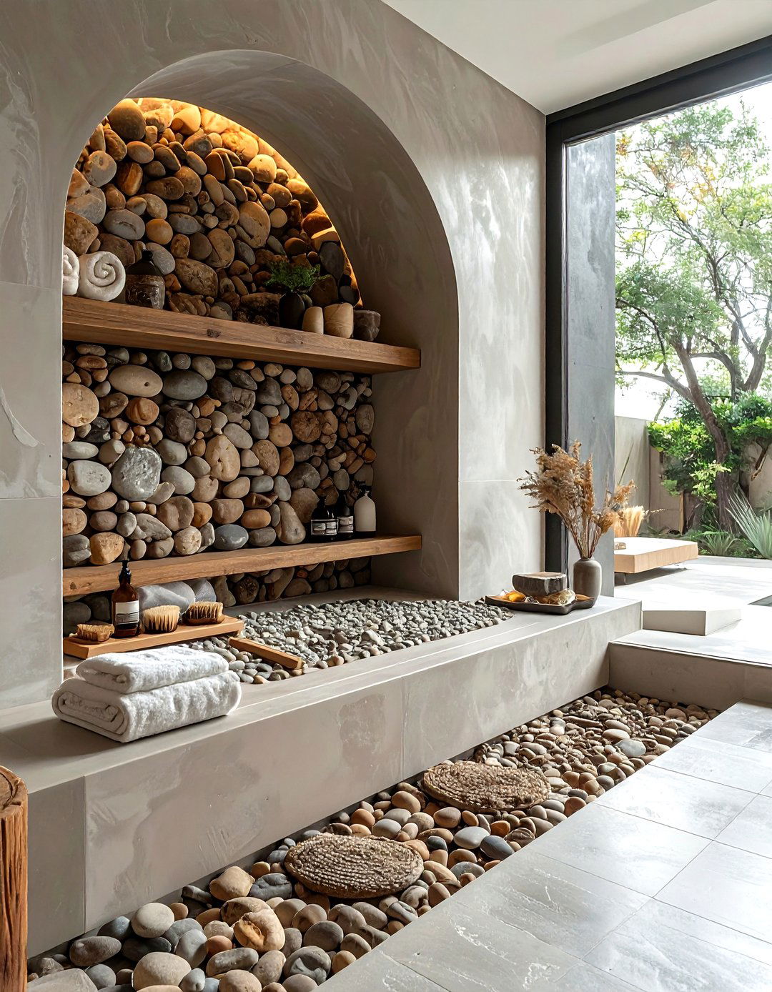 Pebble tile niche - 30 tile niche ideas