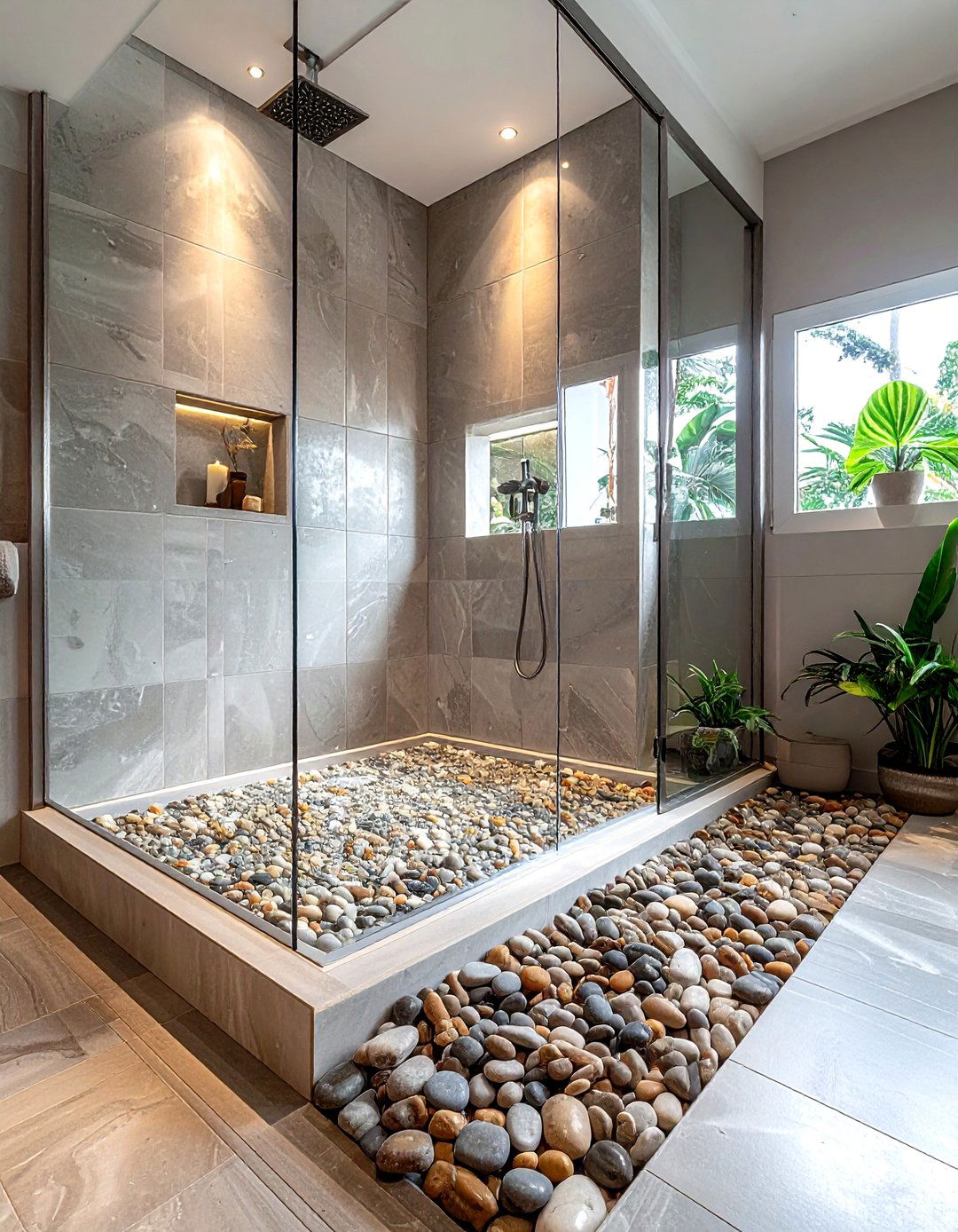 Pebble tile shower floor - 30 parade of homes bathroom ideas