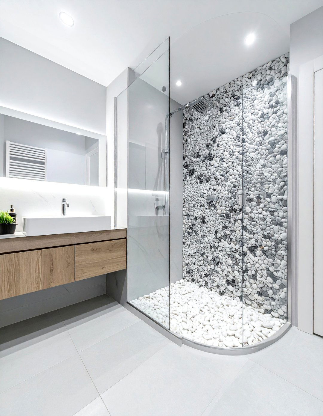 Pebbled Bathroom Wall - 30 natural bathroom ideas