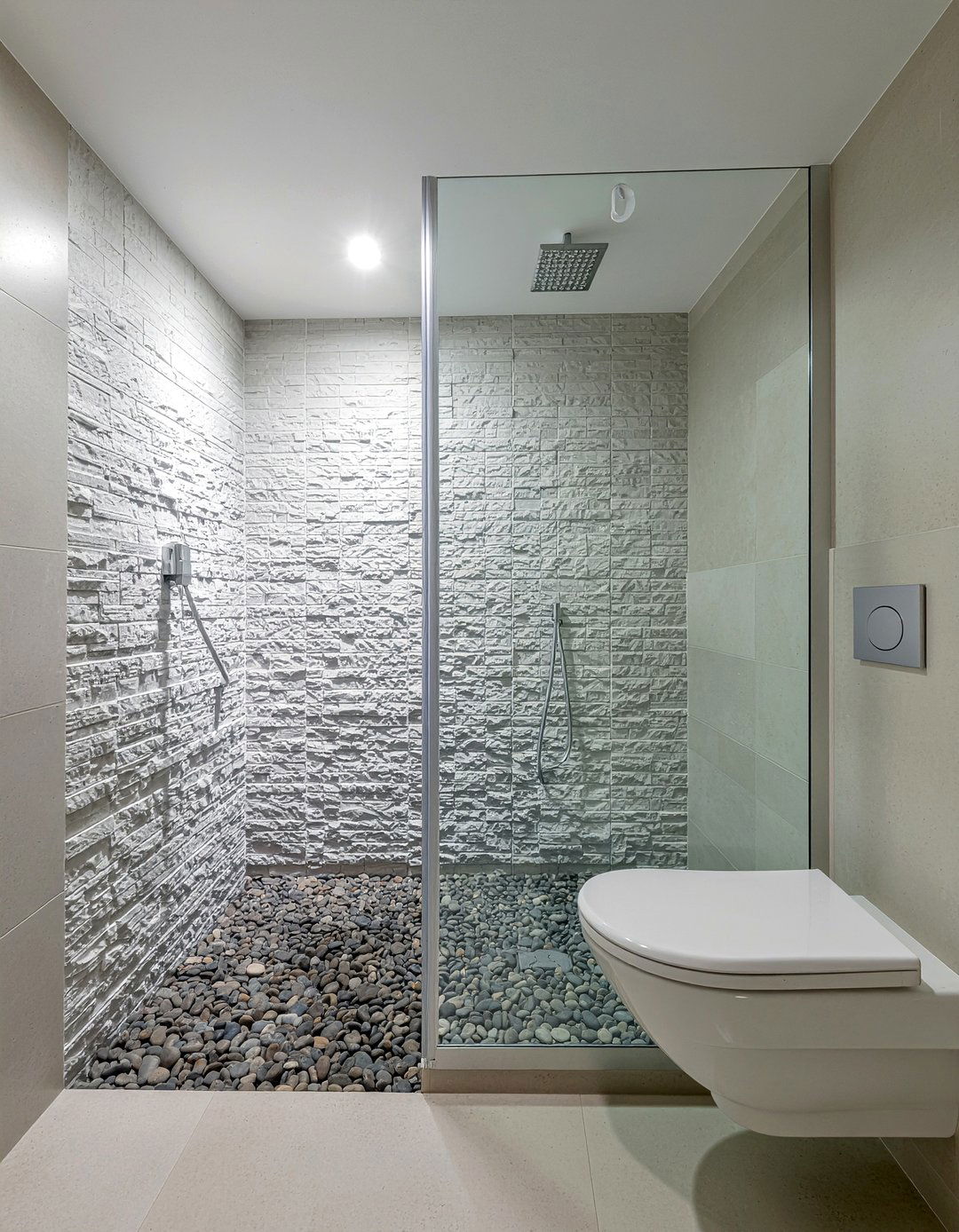 Pebbled shower floor ranch - 30 ranch bathroom ideas