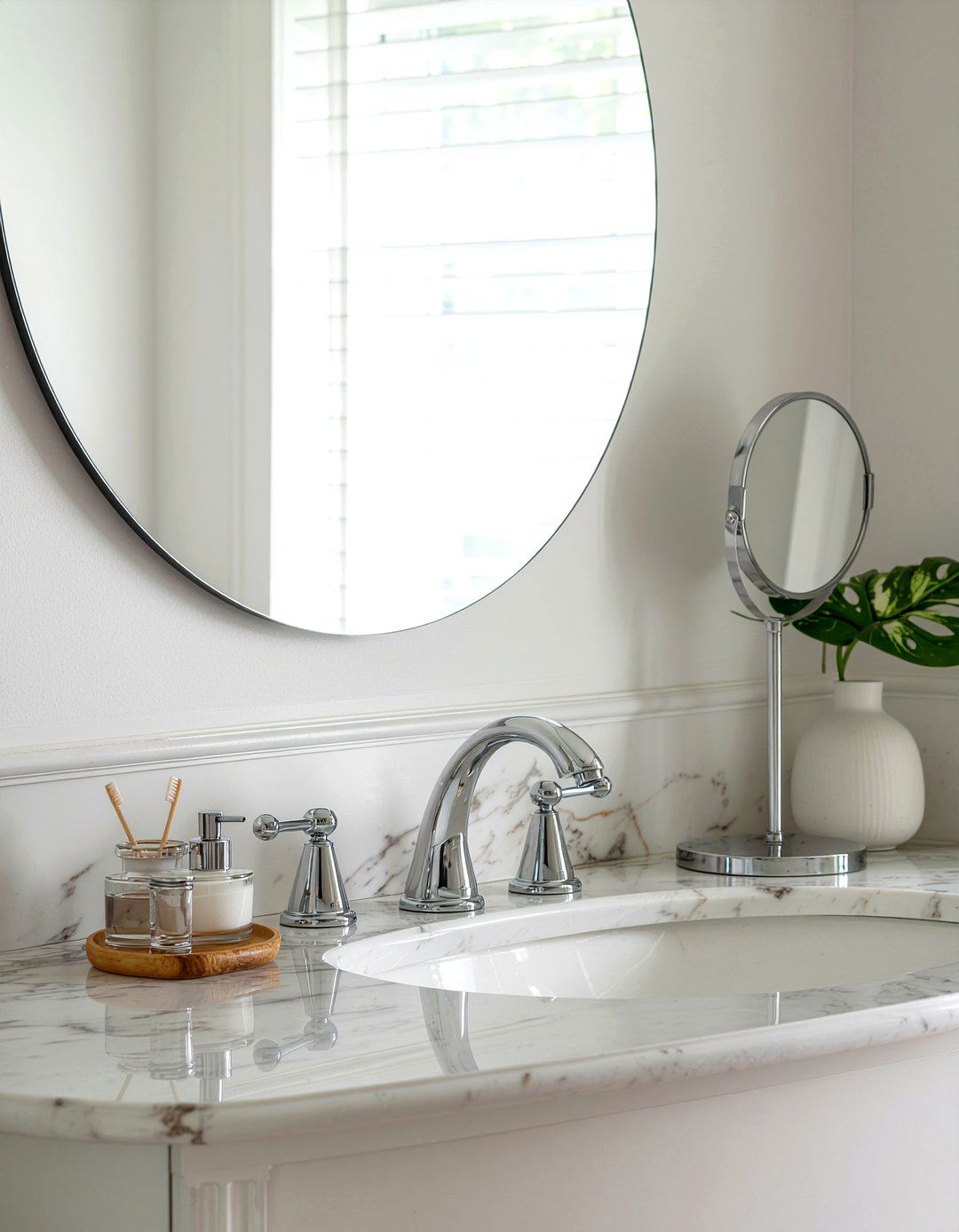 Pedestal Mirror - 30 bathroom mirror accent ideas