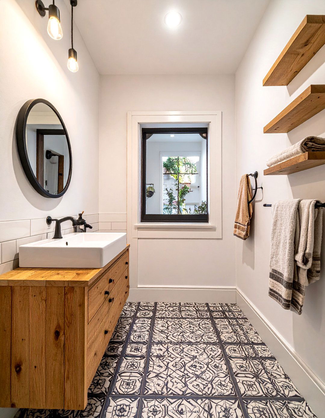 Pedestal Sink - 30 farmhouse bathroom ideas