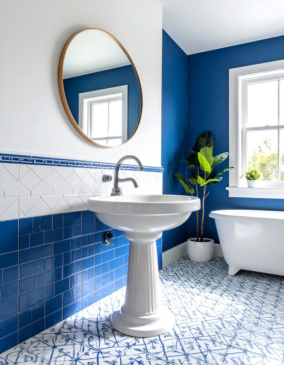 Pedestal Sink - 30 studio apartment bathroom ideas