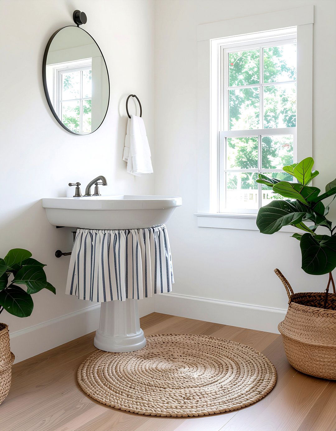 Pedestal Sink Skirt - 30 bathroom refresh ideas
