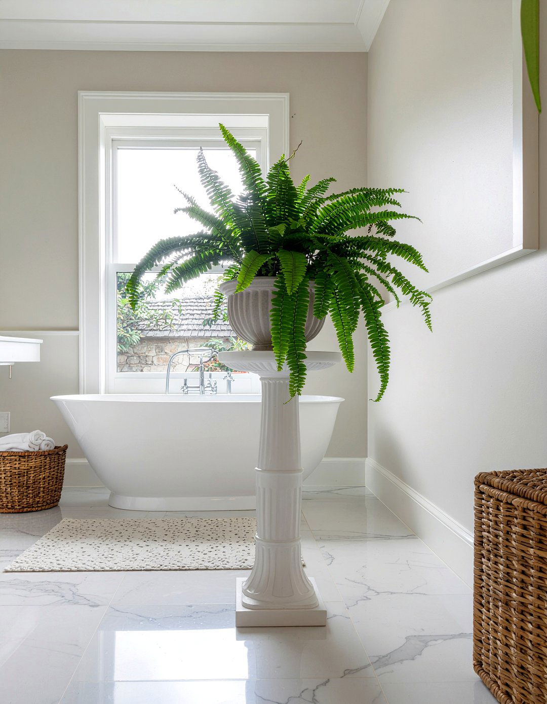 Pedestal Stand - 30 bathroom planter ideas