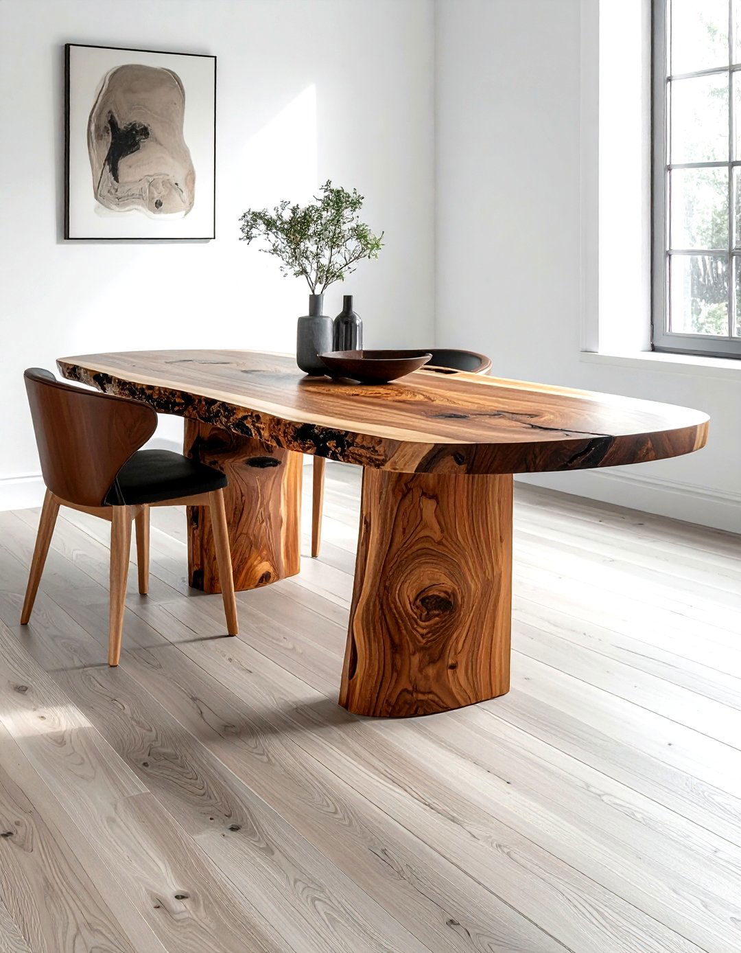 Pedestal base live edge table - 30 live edge dining table ideas