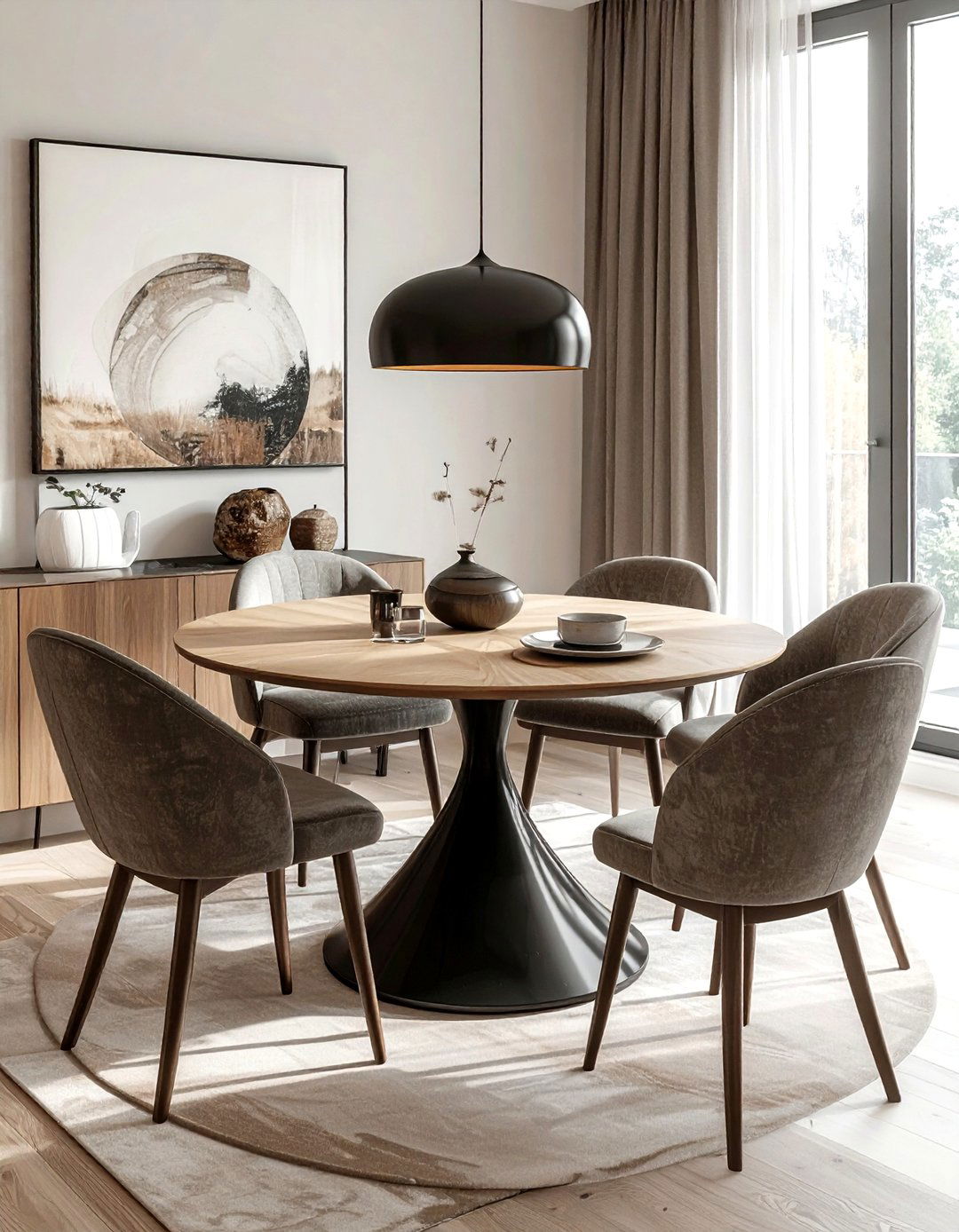 Pedestal dining table - 30 dining room family gathering ideas