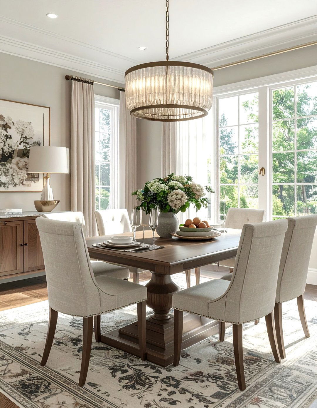 Pedestal dining table room - 30 spacious dining room ideas