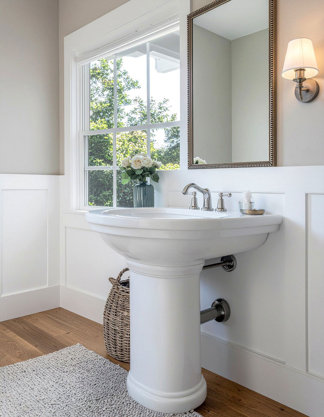 Pedestal sink cabinet - 30 bathroom optimization ideas