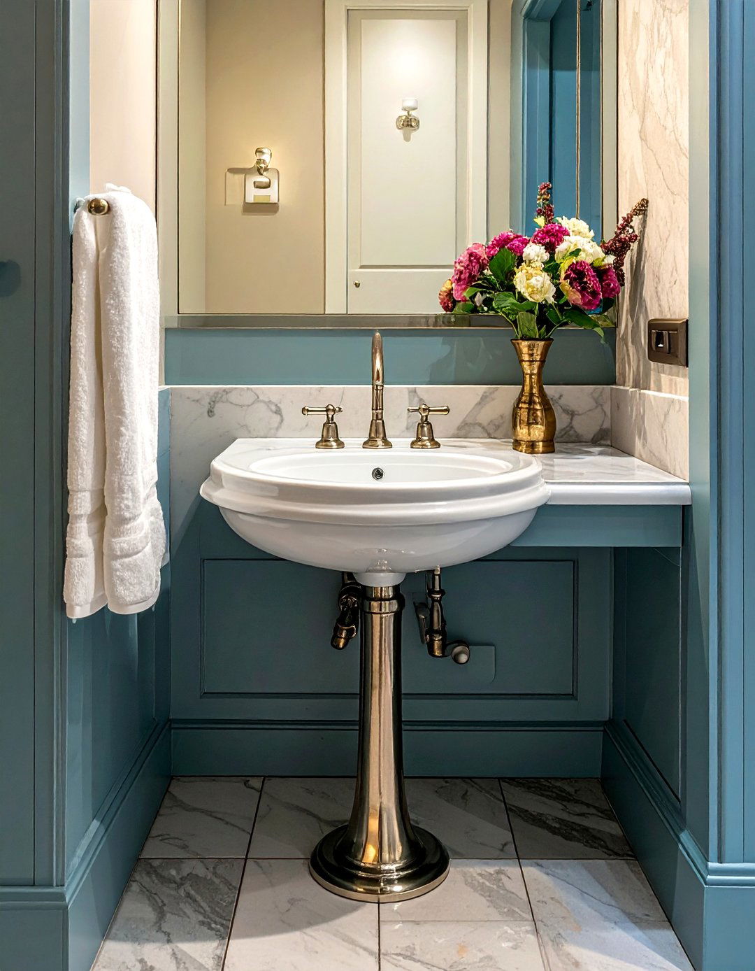 Pedestal sink hardware - 30 brushed nickel bathroom ideas