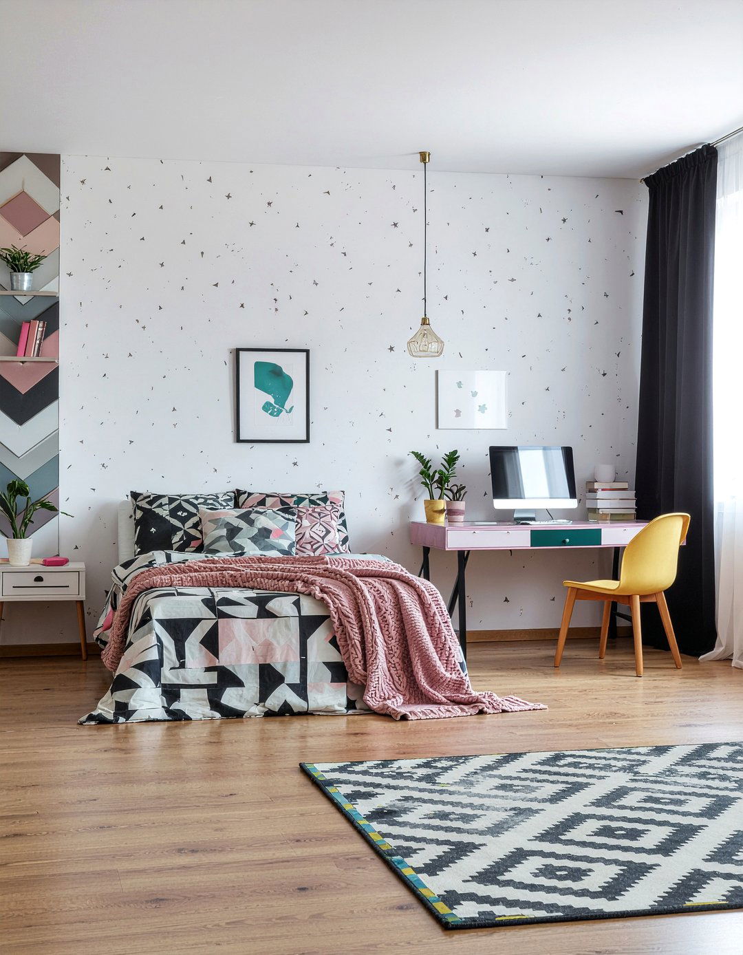 Peel And Stick Geometric Wallpaper - 30 bedroom geometric wallpapers