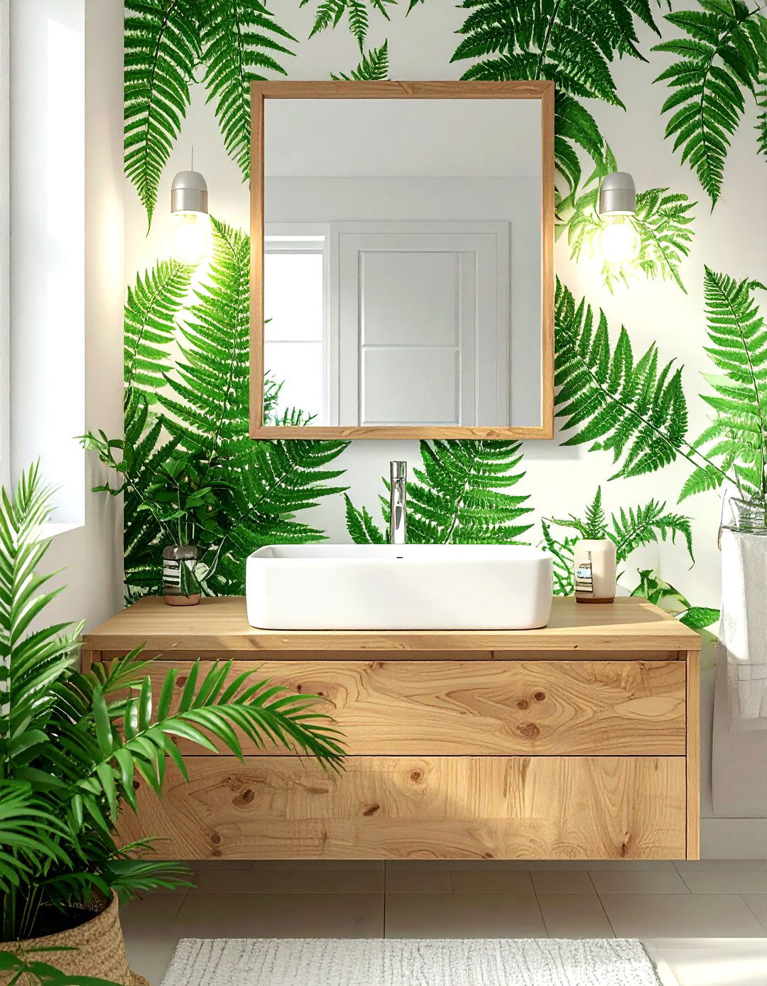 Peel and stick botanical wallpaper - 30 powder room wallpaper ideas