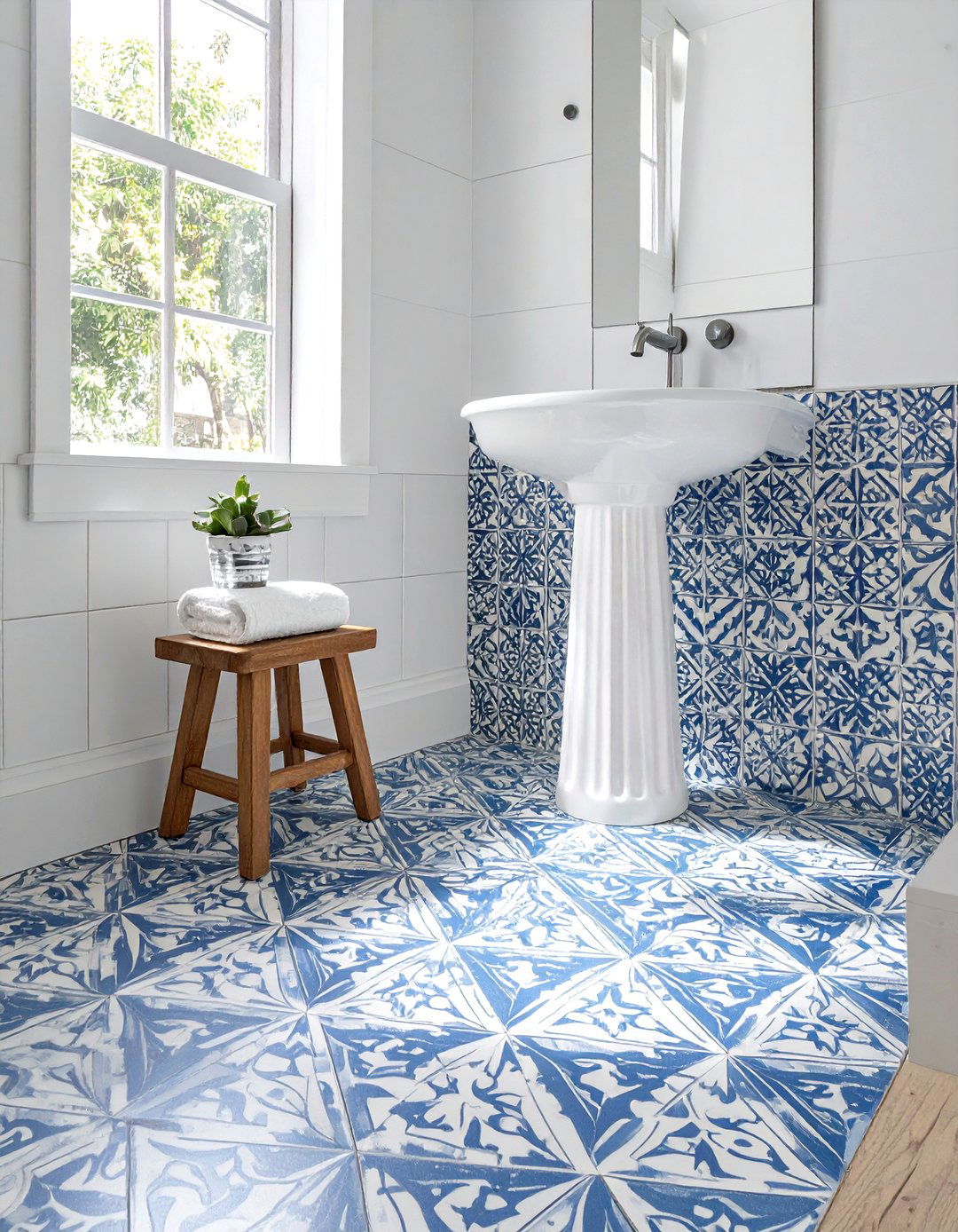Peel and stick floor tile - 30 cheap bathroom remodel ideas