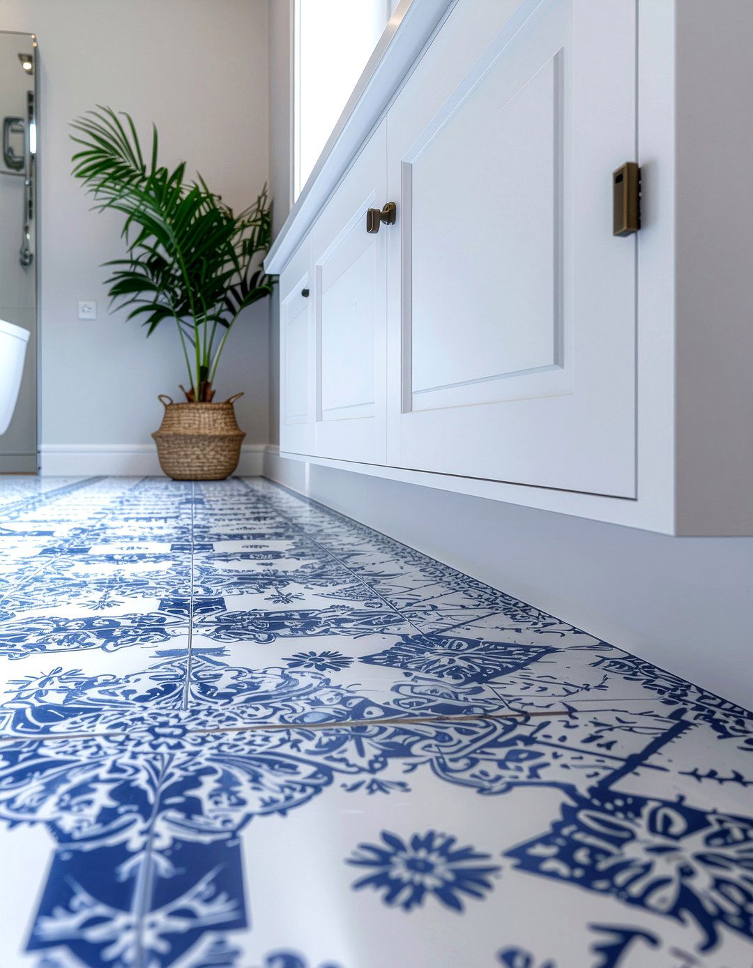 Peel and stick floor tile - 30 bathroom facelift ideas