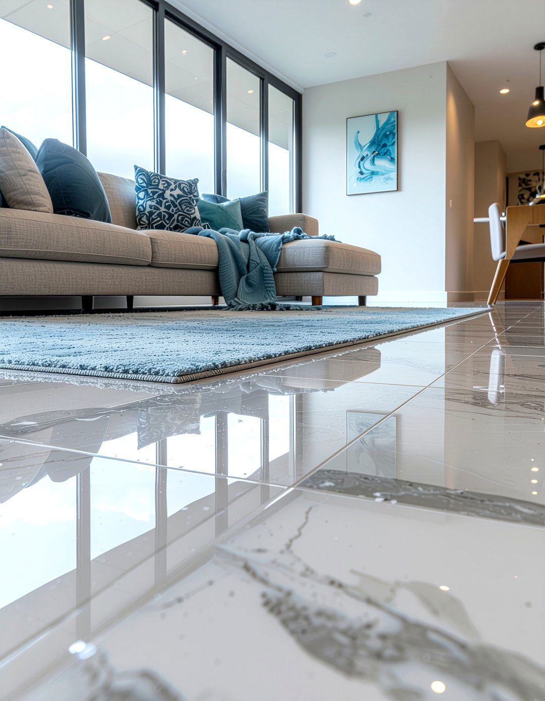 Peel and stick floor tile - 30 renter living room ideas