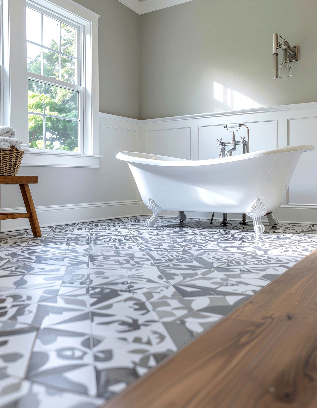 Peel and stick floor tile - 30 affordable bathroom ideas