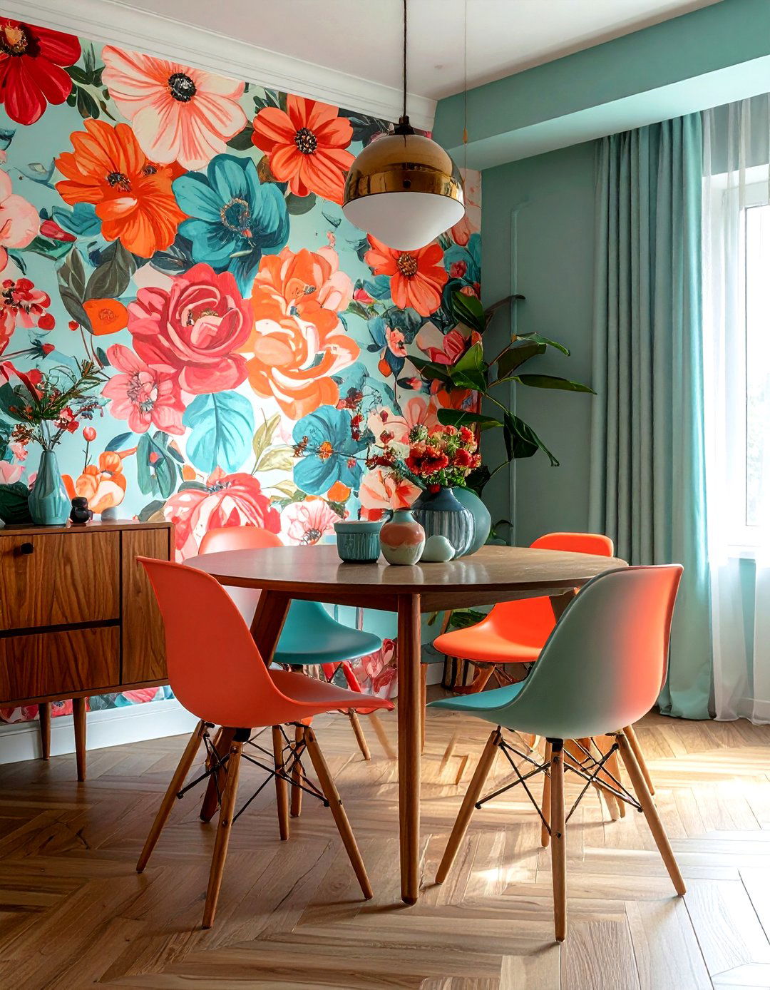 Peel and stick floral wallpaper dining room - 30 floral wallpaper dining room ideas