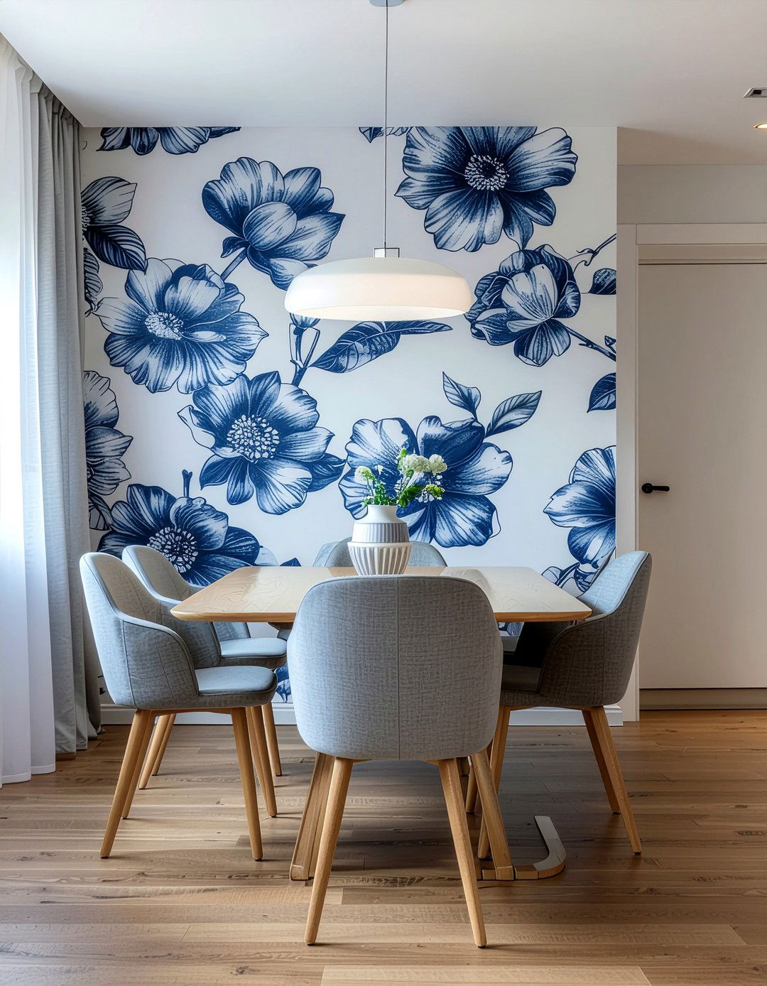 Peel and stick wallpaper for dining room - 30 easy dining room makeover ideas
