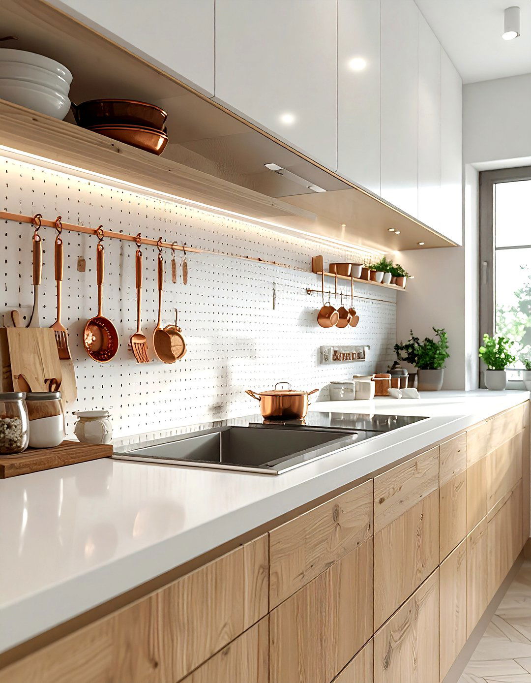 Pegboard Backsplash - 30 DIY kitchen backsplash ideas