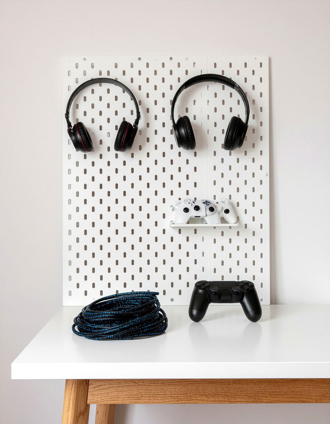 Pegboard Gaming Gear - 30 streaming setup bedroom ideas