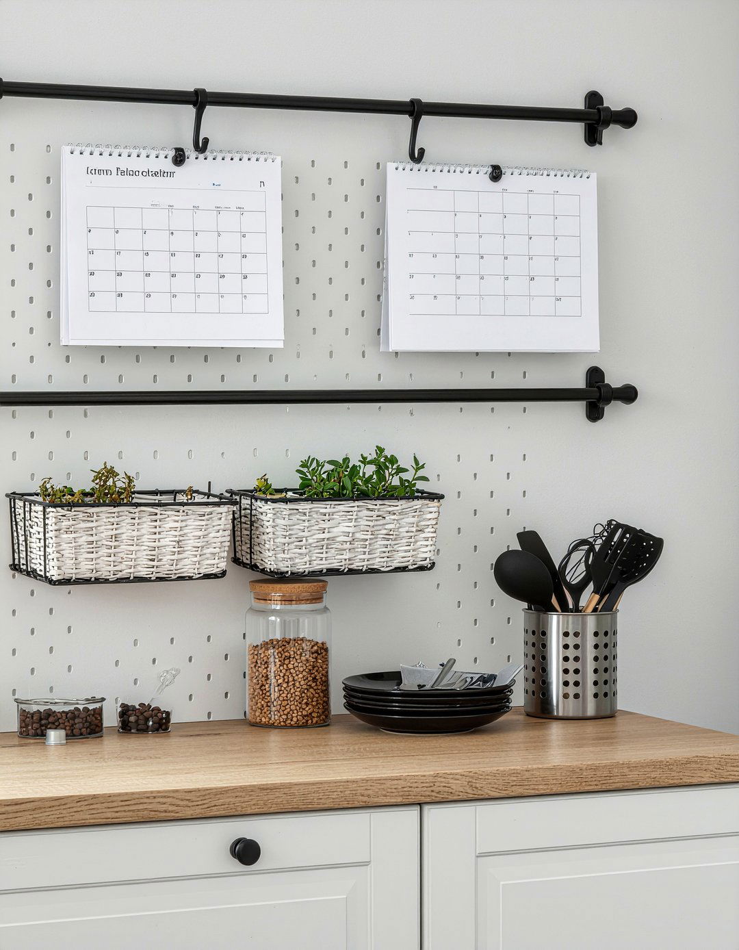 Pegboard Kitchen Organizer - 30 kitchen message center ideas