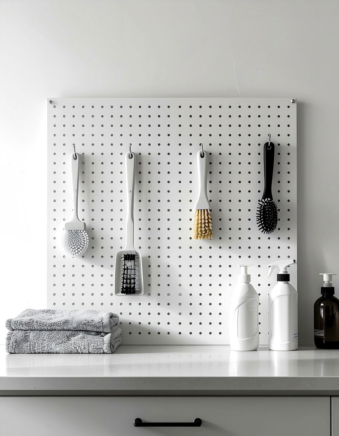Pegboard Wall For Cleaning Supplies - 30 laundry room organization ideas