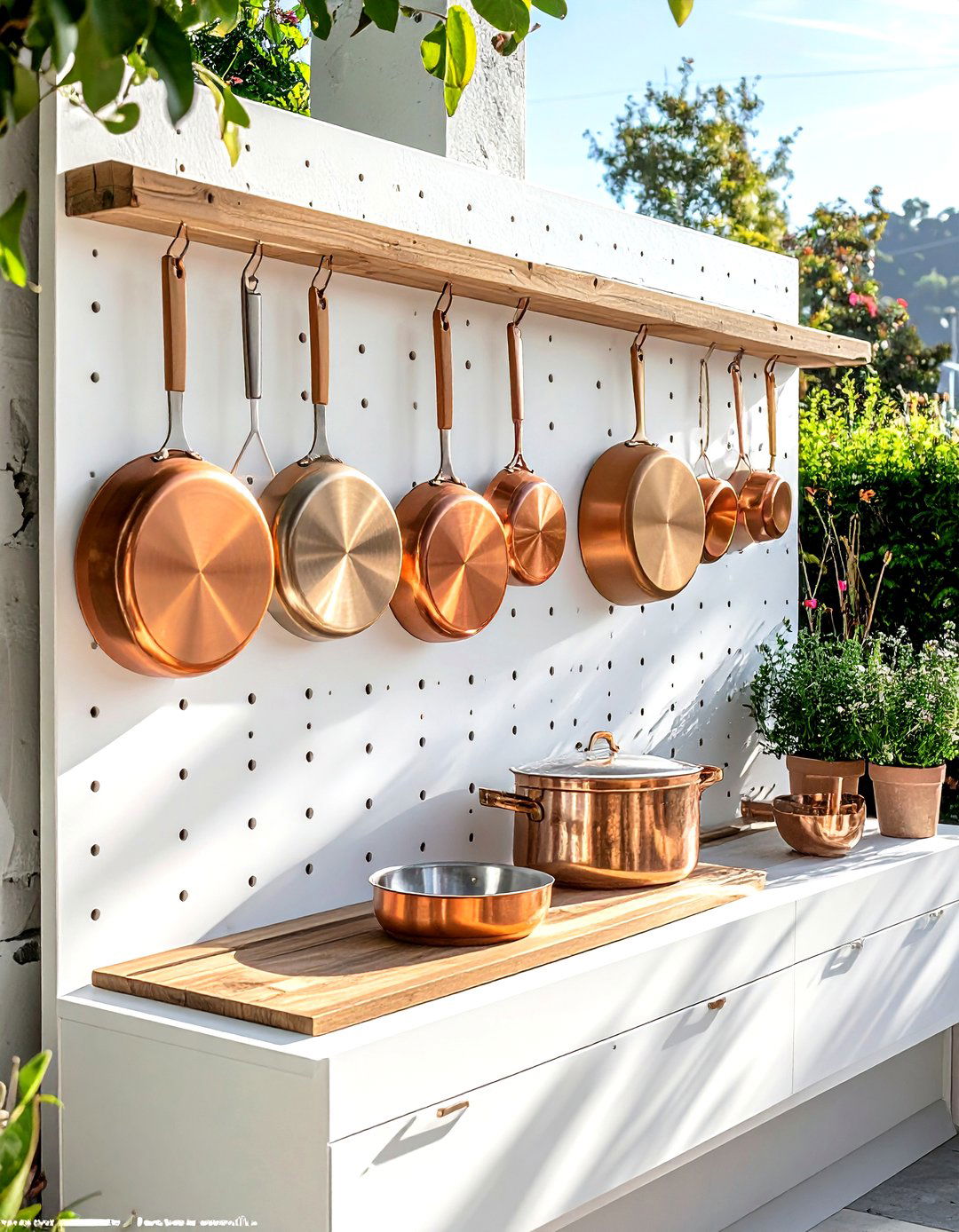 Pegboard Wall For Pots And Pans - 30 kitchen organization hacks