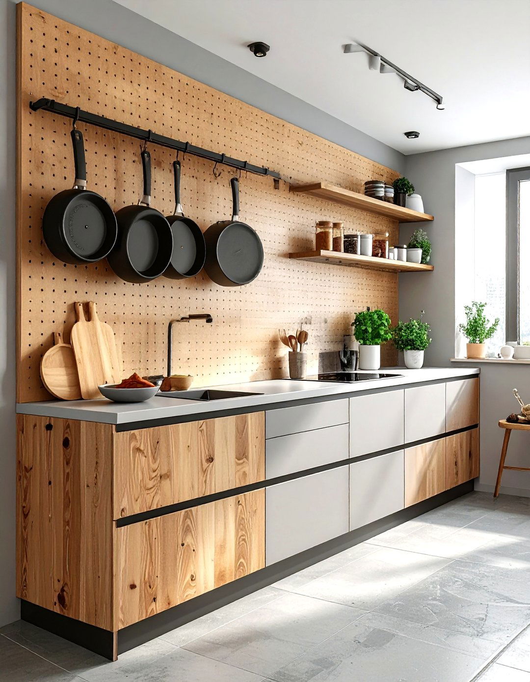 Pegboard Wall Kitchen - 30 compact kitchen ideas