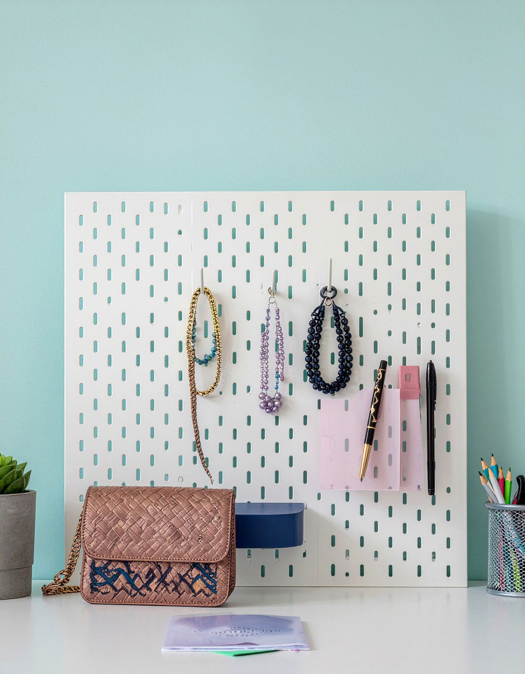 Pegboard Wall Organizer - 30 bedroom small space solutions