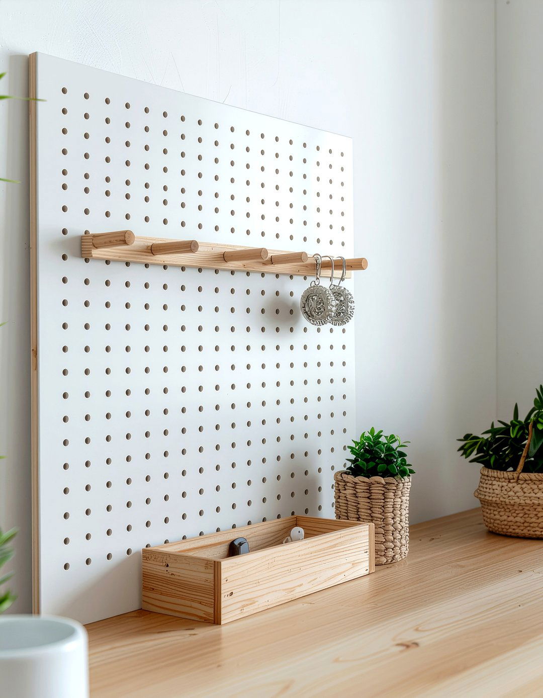 Pegboard Wall Organizer - 30 bedroom storage solutions