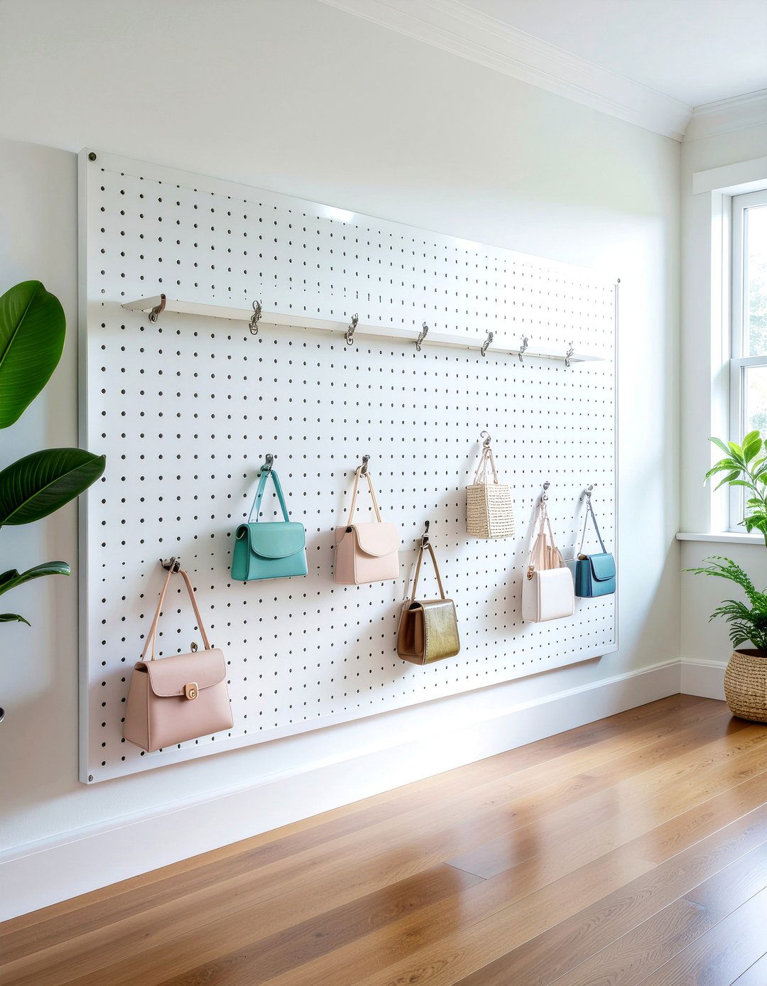 Pegboard Wall Organizer - 30 bedroom vertical storage ideas
