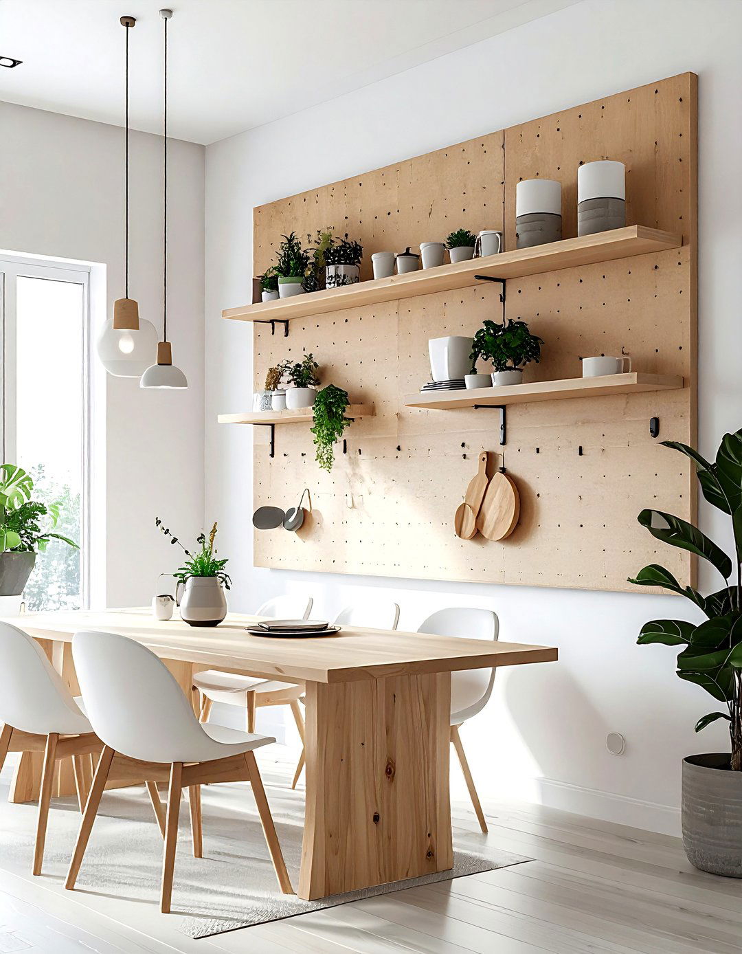 Pegboard Wall Organizer - 30 dining room creative storage ideas