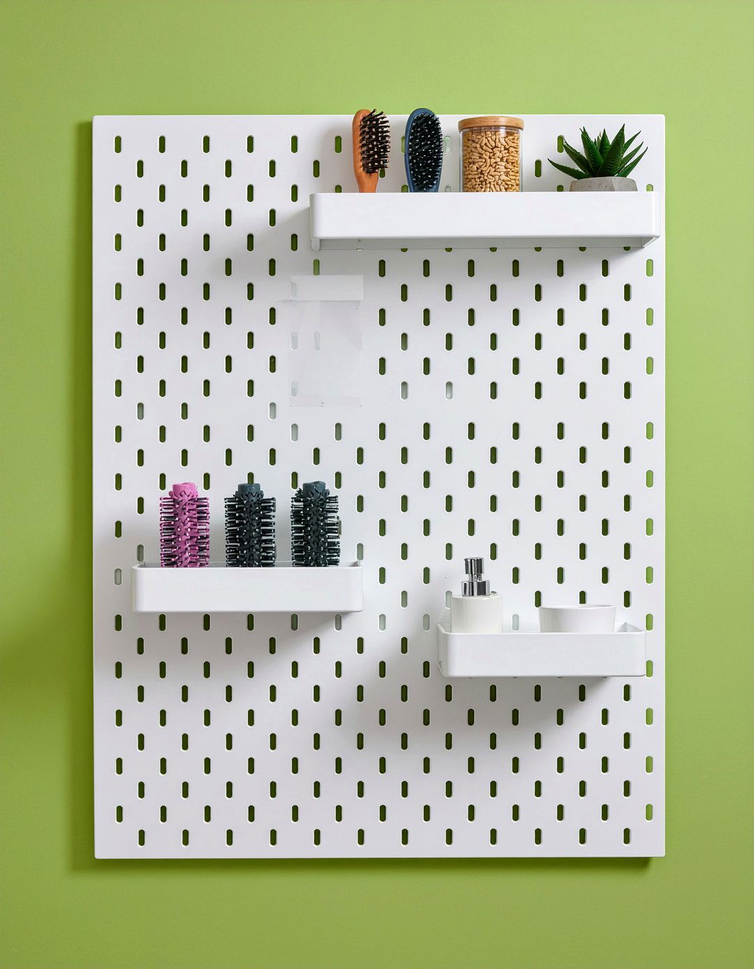 Pegboard Wall Organizer - 30 bathroom shelf ideas