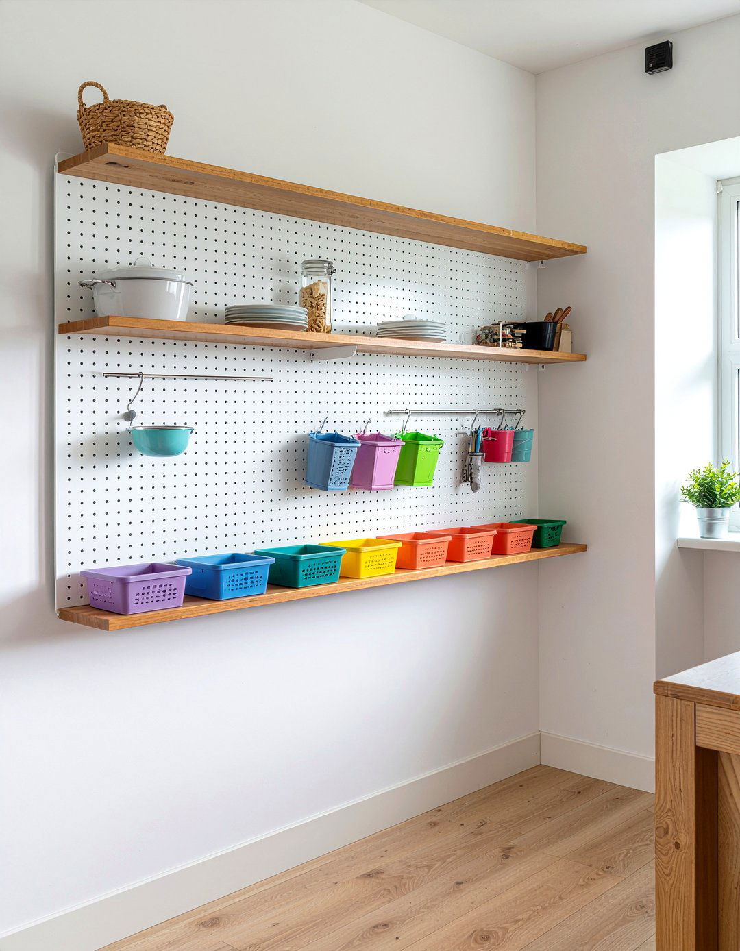 Pegboard Wall Organizer - 30 kitchen drop zone ideas