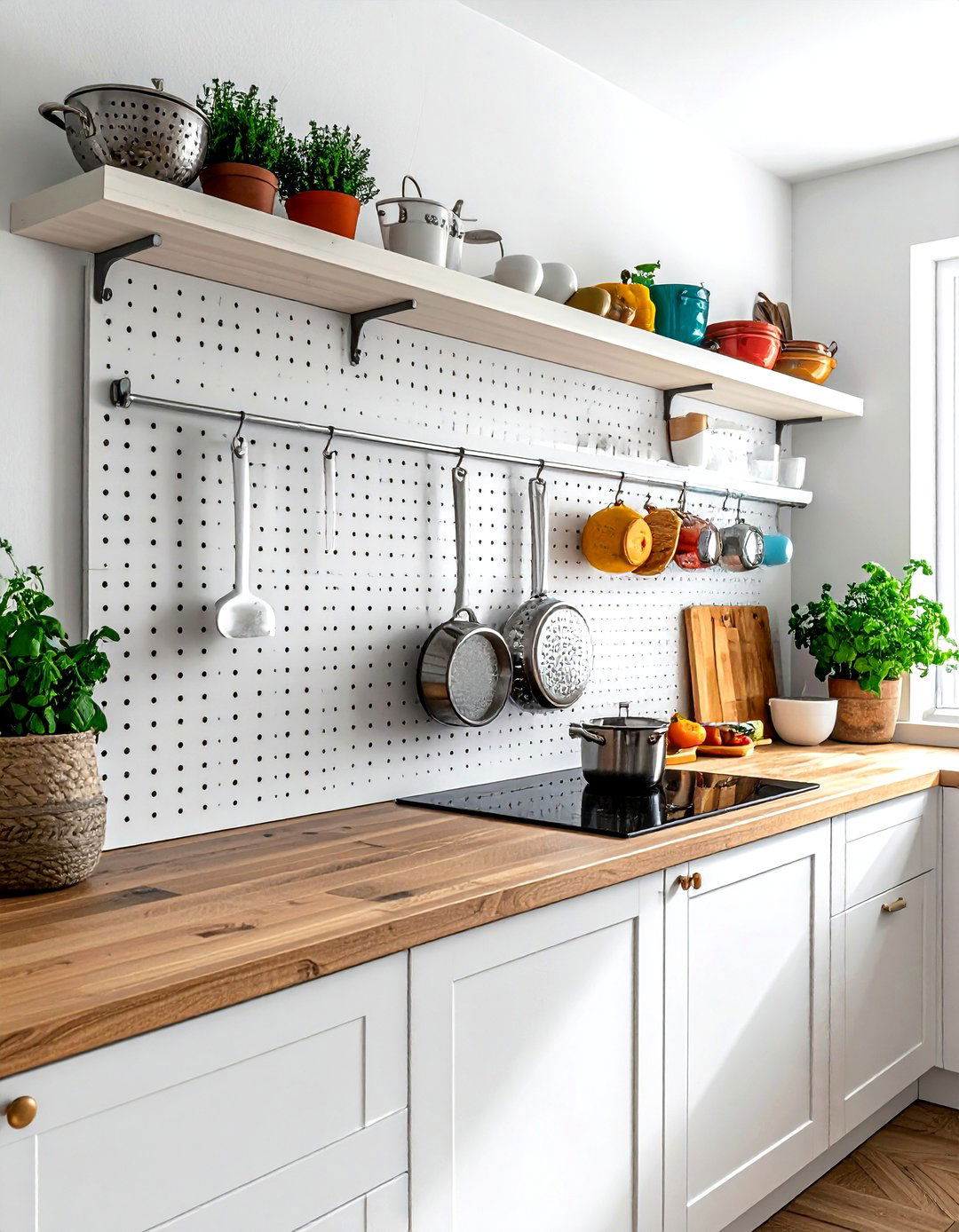 Pegboard Wall Organizer - 30 kitchen storage ideas