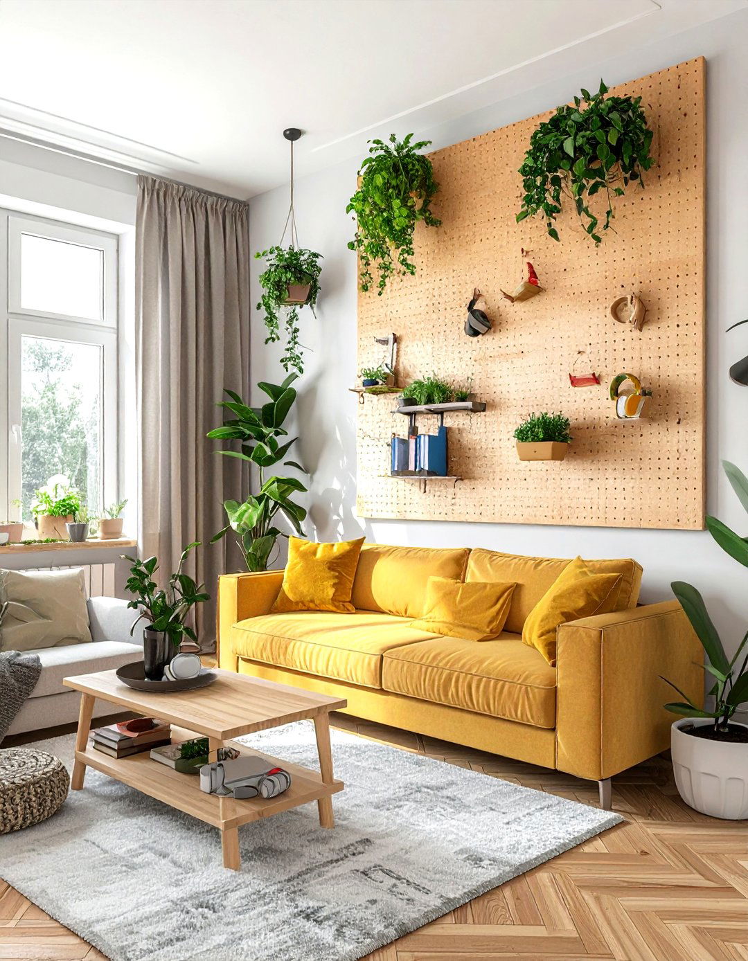 Pegboard Wall Organizer - 30 living room creative storage ideas