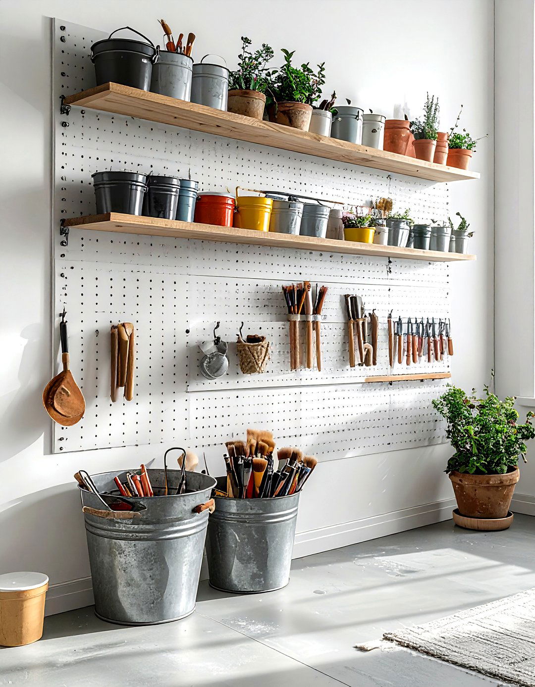 Pegboard Wall Organizer - 30 playroom organization ideas