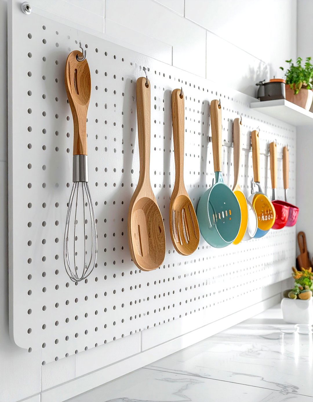 Pegboard baking wall - 30 kitchen baking station ideas