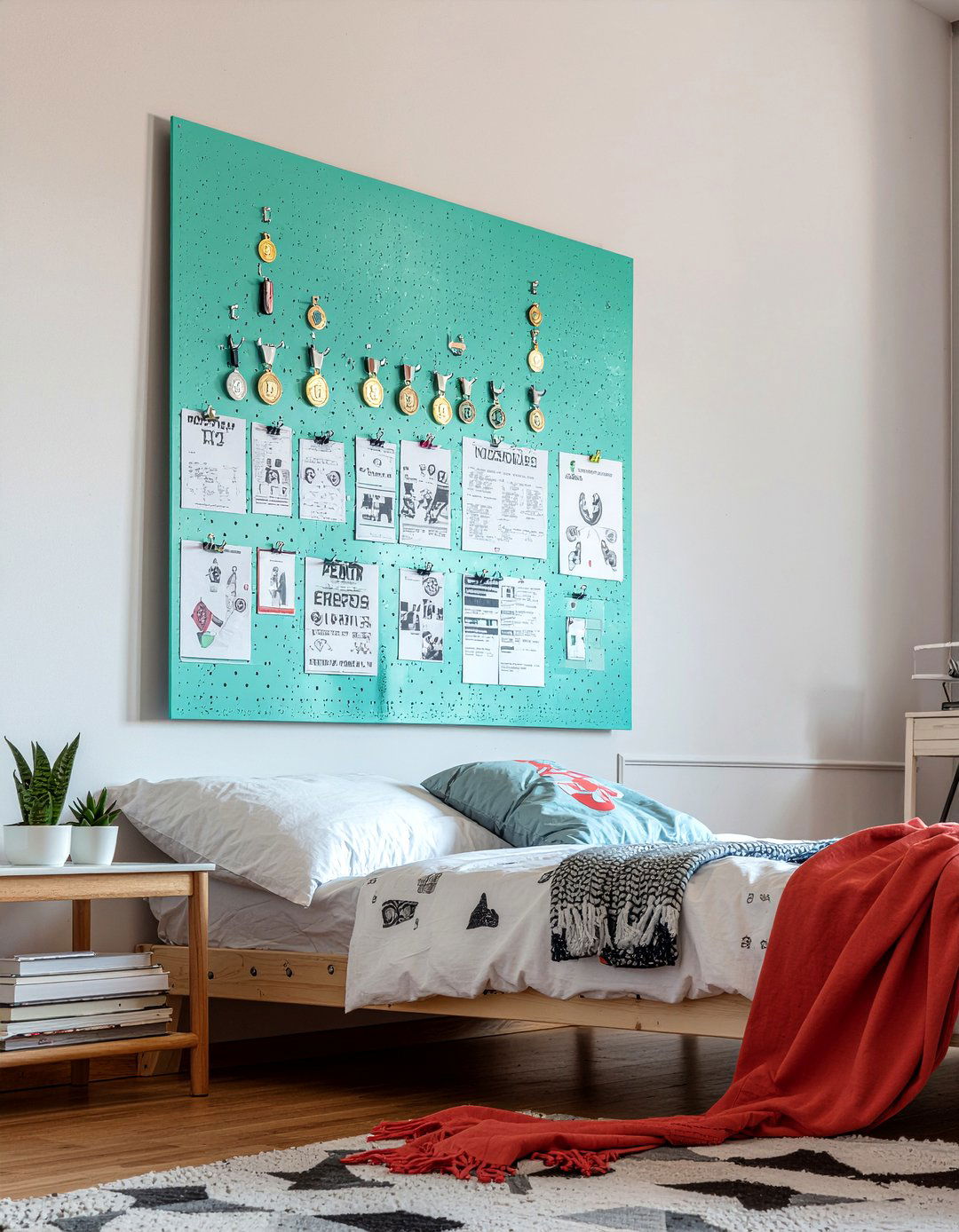 Pegboard medal organizer - 30 bedroom medal display ideas