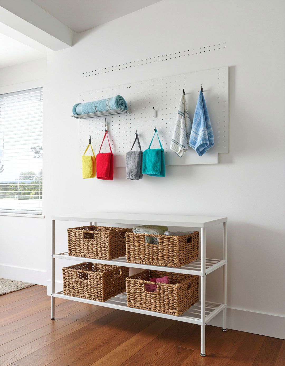 Pegboard organizer - 30 bathroom towel display ideas