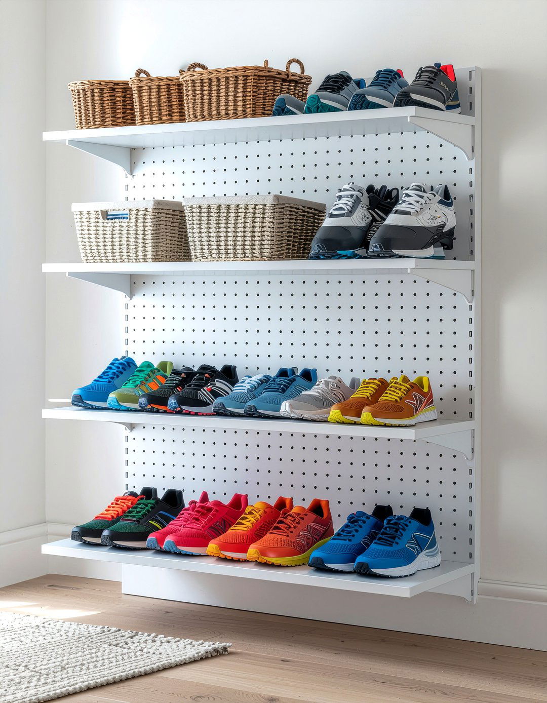 Pegboard shoe storage - 30 entryway shoe storage ideas