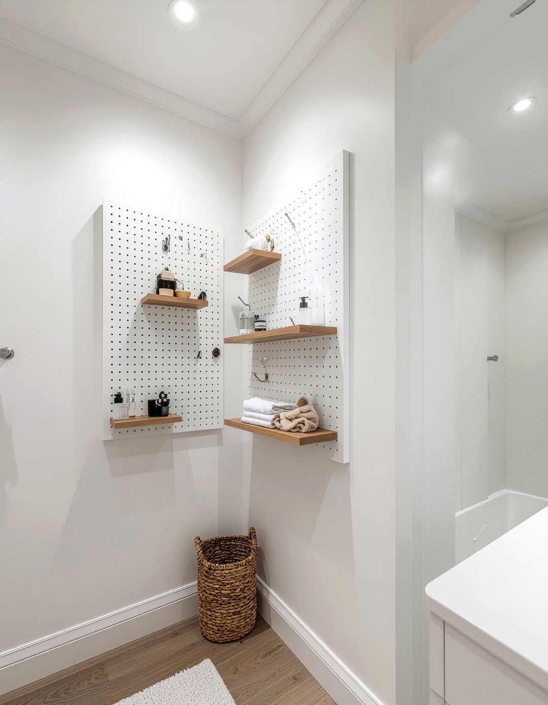 Pegboard wall - 30 bathroom organization ideas